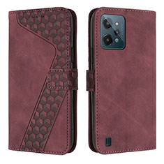 Coque Portefeuille Livre Cuir Etui Clapet H04X pour Realme C31 Rouge