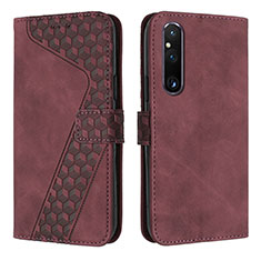 Coque Portefeuille Livre Cuir Etui Clapet H04X pour Sony Xperia 1 V Rouge