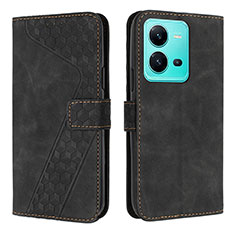 Coque Portefeuille Livre Cuir Etui Clapet H04X pour Vivo V25 5G Noir