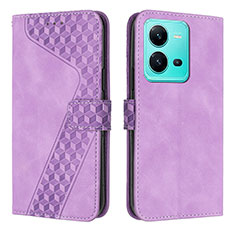 Coque Portefeuille Livre Cuir Etui Clapet H04X pour Vivo V25 5G Violet