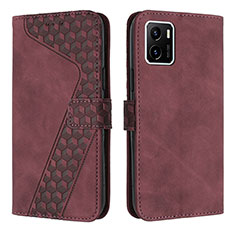 Coque Portefeuille Livre Cuir Etui Clapet H04X pour Vivo Y01 Vin Rouge