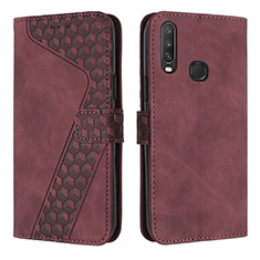 Coque Portefeuille Livre Cuir Etui Clapet H04X pour Vivo Y11 Vin Rouge