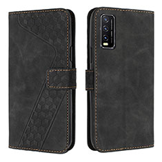 Coque Portefeuille Livre Cuir Etui Clapet H04X pour Vivo Y20s G Noir