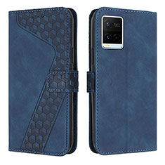 Coque Portefeuille Livre Cuir Etui Clapet H04X pour Vivo Y21 Bleu