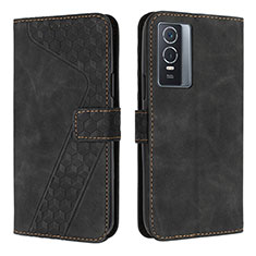 Coque Portefeuille Livre Cuir Etui Clapet H04X pour Vivo Y74s 5G Noir