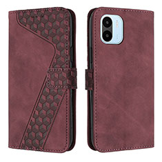 Coque Portefeuille Livre Cuir Etui Clapet H04X pour Xiaomi Poco C51 Vin Rouge