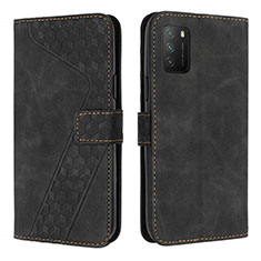 Coque Portefeuille Livre Cuir Etui Clapet H04X pour Xiaomi Poco M3 Noir