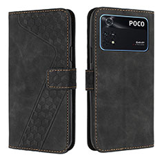 Coque Portefeuille Livre Cuir Etui Clapet H04X pour Xiaomi Poco M4 Pro 4G Noir