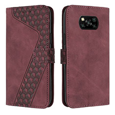 Coque Portefeuille Livre Cuir Etui Clapet H04X pour Xiaomi Poco X3 Pro Vin Rouge