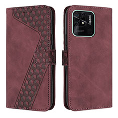 Coque Portefeuille Livre Cuir Etui Clapet H04X pour Xiaomi Redmi 10 Power Vin Rouge