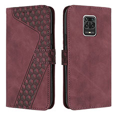 Coque Portefeuille Livre Cuir Etui Clapet H04X pour Xiaomi Redmi Note 9 Pro Max Vin Rouge