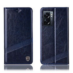 Coque Portefeuille Livre Cuir Etui Clapet H05P pour Oppo A56S 5G Bleu