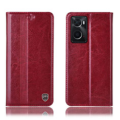 Coque Portefeuille Livre Cuir Etui Clapet H05P pour Oppo A76 Rouge