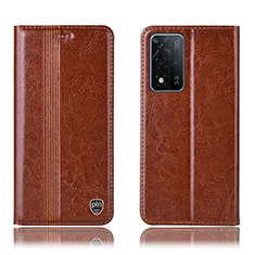 Coque Portefeuille Livre Cuir Etui Clapet H05P pour Oppo A93s 5G Brun Clair