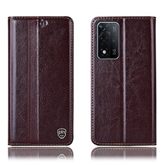 Coque Portefeuille Livre Cuir Etui Clapet H05P pour Oppo A93s 5G Marron