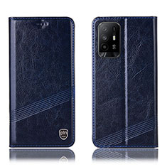 Coque Portefeuille Livre Cuir Etui Clapet H05P pour Oppo F19 Pro+ Plus 5G Bleu