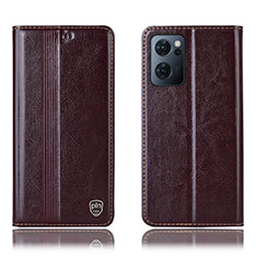 Coque Portefeuille Livre Cuir Etui Clapet H05P pour Oppo Find X5 Lite 5G Marron