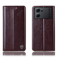 Coque Portefeuille Livre Cuir Etui Clapet H05P pour Oppo K10 5G Marron