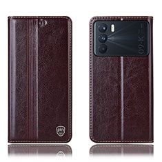 Coque Portefeuille Livre Cuir Etui Clapet H05P pour Oppo K9 Pro 5G Marron