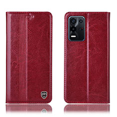 Coque Portefeuille Livre Cuir Etui Clapet H05P pour Oppo K9X 5G Rouge