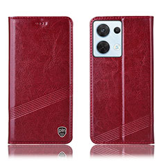 Coque Portefeuille Livre Cuir Etui Clapet H05P pour Oppo Reno9 Pro 5G Rouge