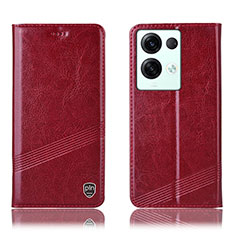 Coque Portefeuille Livre Cuir Etui Clapet H05P pour Oppo Reno9 Pro+ Plus 5G Rouge