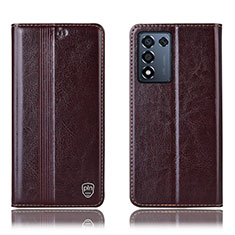 Coque Portefeuille Livre Cuir Etui Clapet H05P pour Realme Q3s 5G Marron