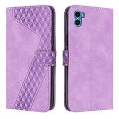 Coque Portefeuille Livre Cuir Etui Clapet H05X pour Motorola Moto E22S Violet