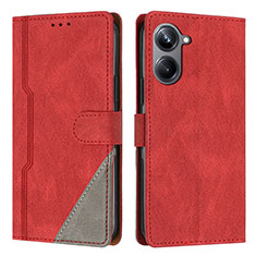 Coque Portefeuille Livre Cuir Etui Clapet H05X pour Realme 10 Pro 5G Rouge