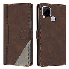 Coque Portefeuille Livre Cuir Etui Clapet H05X pour Realme C12 Marron