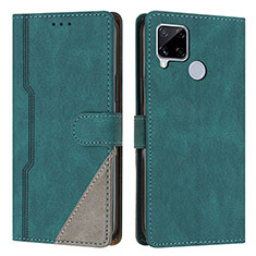 Coque Portefeuille Livre Cuir Etui Clapet H05X pour Realme C12 Vert