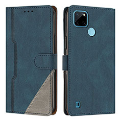 Coque Portefeuille Livre Cuir Etui Clapet H05X pour Realme C21Y Bleu