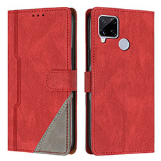 Coque Portefeuille Livre Cuir Etui Clapet H05X pour Realme C25 Rouge