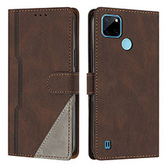 Coque Portefeuille Livre Cuir Etui Clapet H05X pour Realme C25Y India Marron