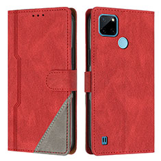 Coque Portefeuille Livre Cuir Etui Clapet H05X pour Realme C25Y India Rouge