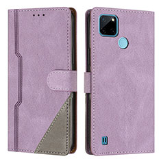 Coque Portefeuille Livre Cuir Etui Clapet H05X pour Realme C25Y India Violet