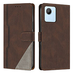 Coque Portefeuille Livre Cuir Etui Clapet H05X pour Realme C30 Marron