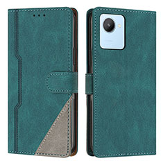 Coque Portefeuille Livre Cuir Etui Clapet H05X pour Realme C30 Vert