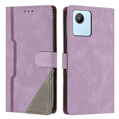 Coque Portefeuille Livre Cuir Etui Clapet H05X pour Realme C30 Violet