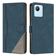 Coque Portefeuille Livre Cuir Etui Clapet H05X pour Realme C30s Bleu