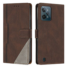 Coque Portefeuille Livre Cuir Etui Clapet H05X pour Realme C31 Marron