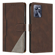 Coque Portefeuille Livre Cuir Etui Clapet H05X pour Realme C35 Marron