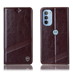 Coque Portefeuille Livre Cuir Etui Clapet H06P pour Motorola Moto G41 Marron