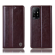 Coque Portefeuille Livre Cuir Etui Clapet H06P pour Oppo A94 5G Marron