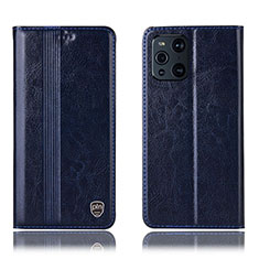 Coque Portefeuille Livre Cuir Etui Clapet H06P pour Oppo Find X3 5G Bleu