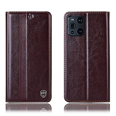 Coque Portefeuille Livre Cuir Etui Clapet H06P pour Oppo Find X3 5G Marron