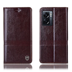 Coque Portefeuille Livre Cuir Etui Clapet H06P pour Oppo K10 5G India Marron