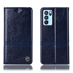 Coque Portefeuille Livre Cuir Etui Clapet H06P pour Oppo Reno6 Pro 5G India Bleu