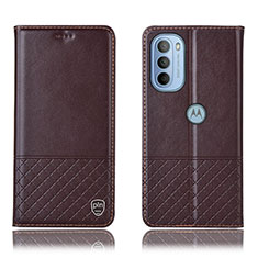 Coque Portefeuille Livre Cuir Etui Clapet H07P pour Motorola Moto G41 Marron