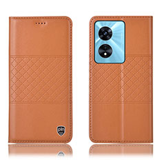 Coque Portefeuille Livre Cuir Etui Clapet H07P pour Oppo A18 Orange